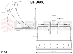 schaufel für minibagger bhb 600